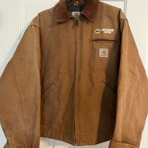 Carhartt Tan Work Jacket with Logo Patches